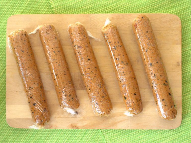 Seitan seaweed sausages vegan