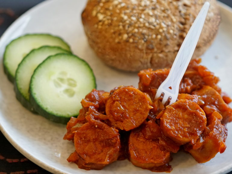 Vegan currywurst bratwurst German