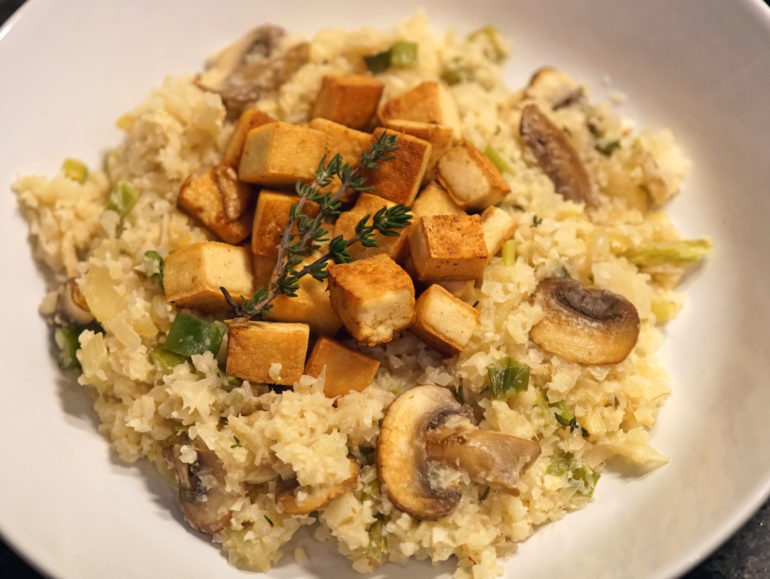 Vegan mushroom risotto low carb cauliflower rice